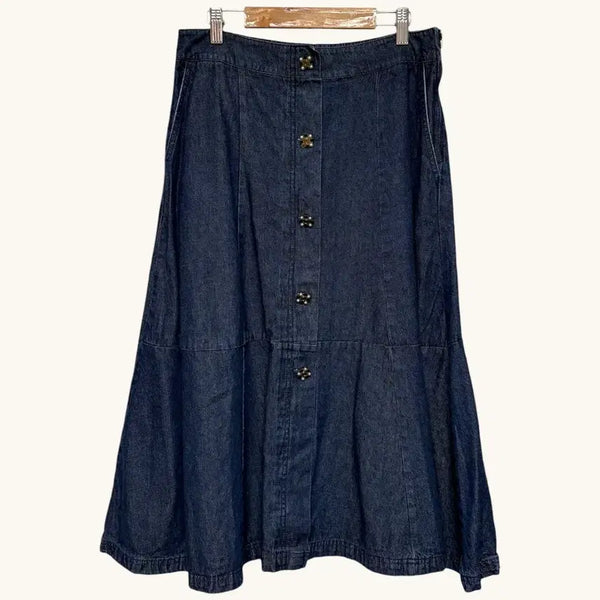 [BUNJANG] Dark Blue Denim Flare Long Skirt / 1710 진청 데님 플레어 롱스커트