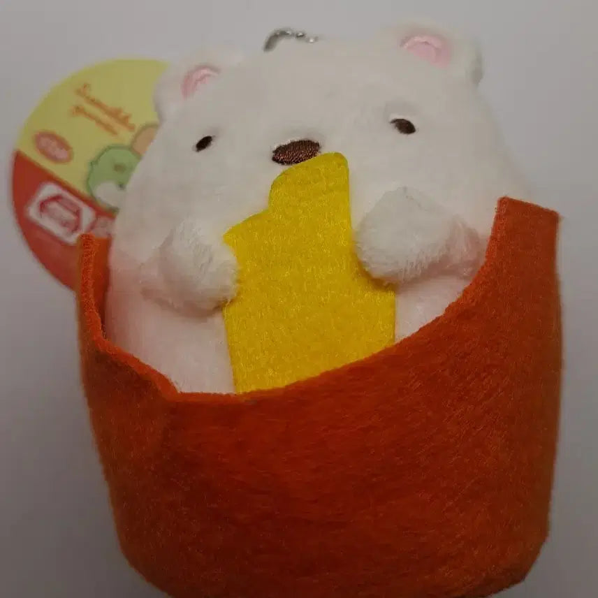[BUNJANG] Sanrio Sumikko Gurashi Shirokuma Hamburger & Fries Plush Keychain / 산리오 스밋코구라시 시로쿠마 햄버거 감자튀김 인형 키링