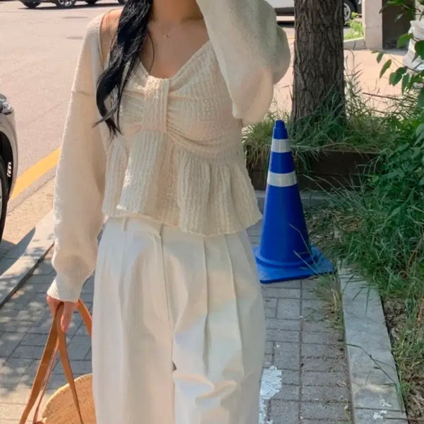 [BUNJANG] Ob.dune Shell Ribbon Sleeveless Bustier / [새상품] 오브던 쉘 리본 나시 슬리브리스 뷔스티에