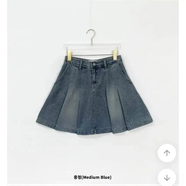 [BUNJANG] Denim Pleated Midi Skirt / 데님 플리츠 미디스커트