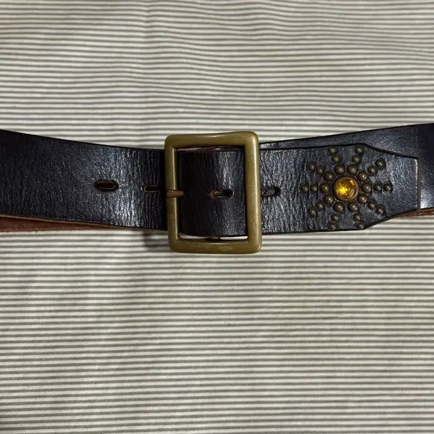 [BUNJANG] HTC Studded Belt Dark Brown Brass Buckle / [34] HTC 스터드벨트