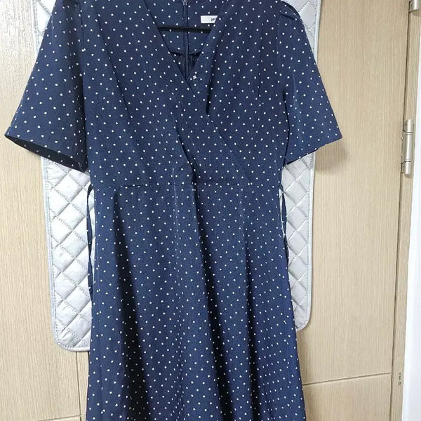 [BUNJANG] Fabbet Women's Navy Polka Dot Wrap Dress / 퍼빗 여성 여름 네이비 도트 랩 원피스
