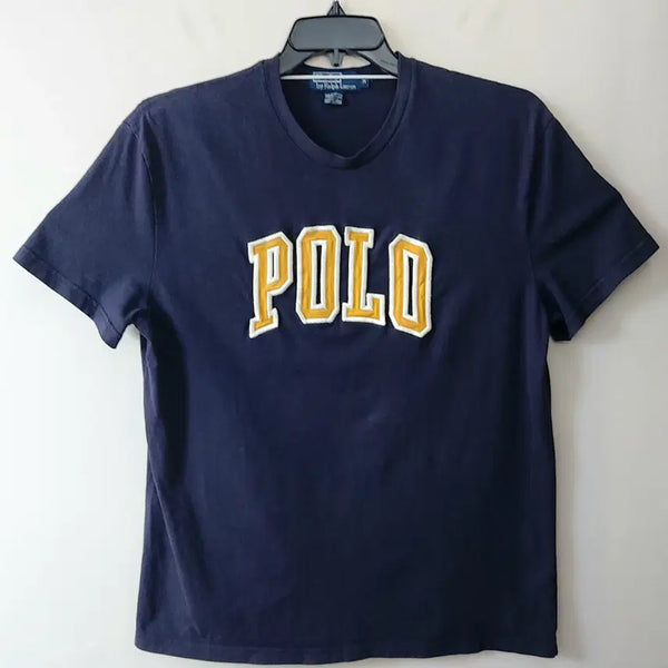 [BUNJANG] Polo Ralph Lauren Relaxed Fit Overlock Patch T-Shirt - Navy (M) / 폴로랄프로렌 빈티지 M 릴렉스핏 오버록패치 반팔 티셔츠. NV. -A