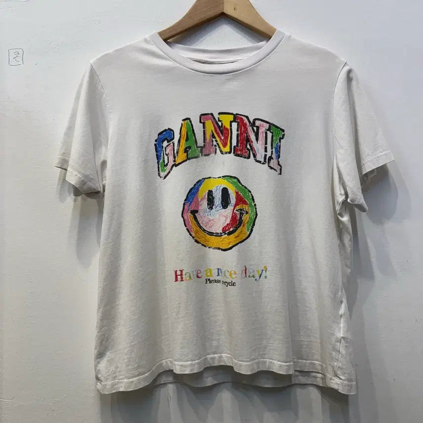 [BUNJANG] Ganni Smile Short Sleeve T-Shirt L / GANNI 스마일 반팔 L