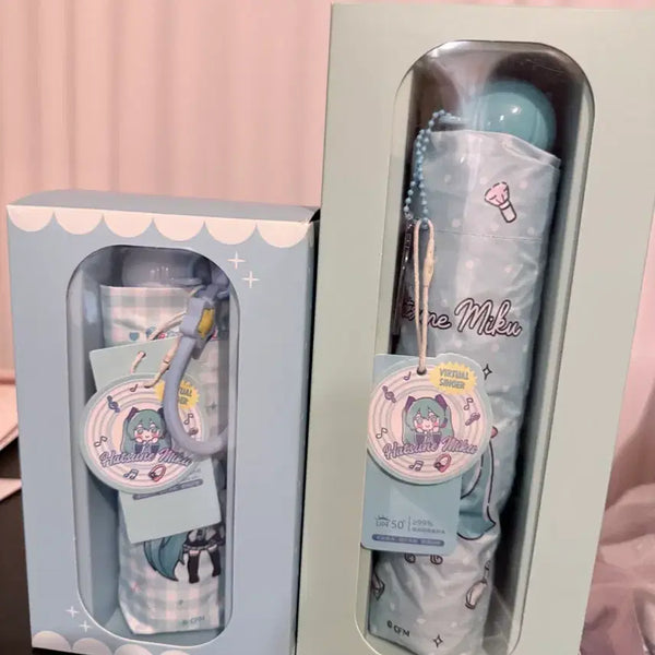 [BUNJANG] Hatsune Miku Folding Umbrella Set (2 Pieces, Unsealed) / (단순개봉2세트)하츠네 미쿠 접이식 우산 2개 세트