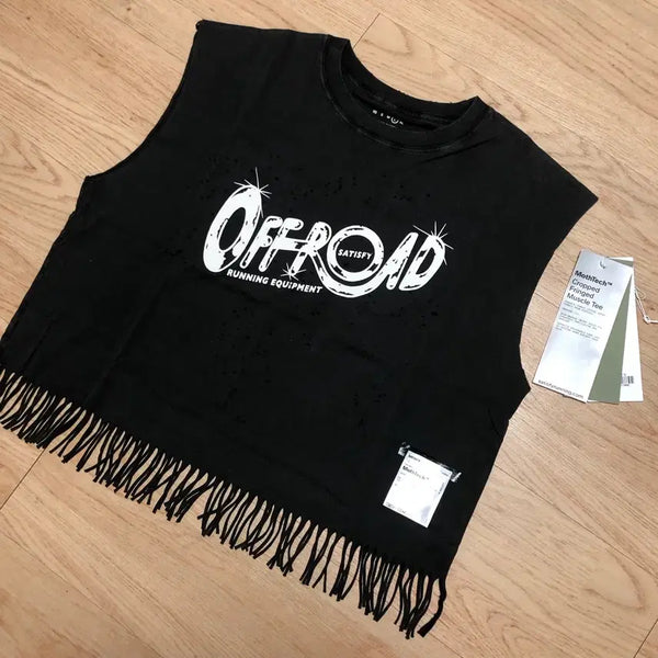 [BUNJANG] Satisfy Fringe Crop Top L / 새티스파이 프린지 크롭티 L