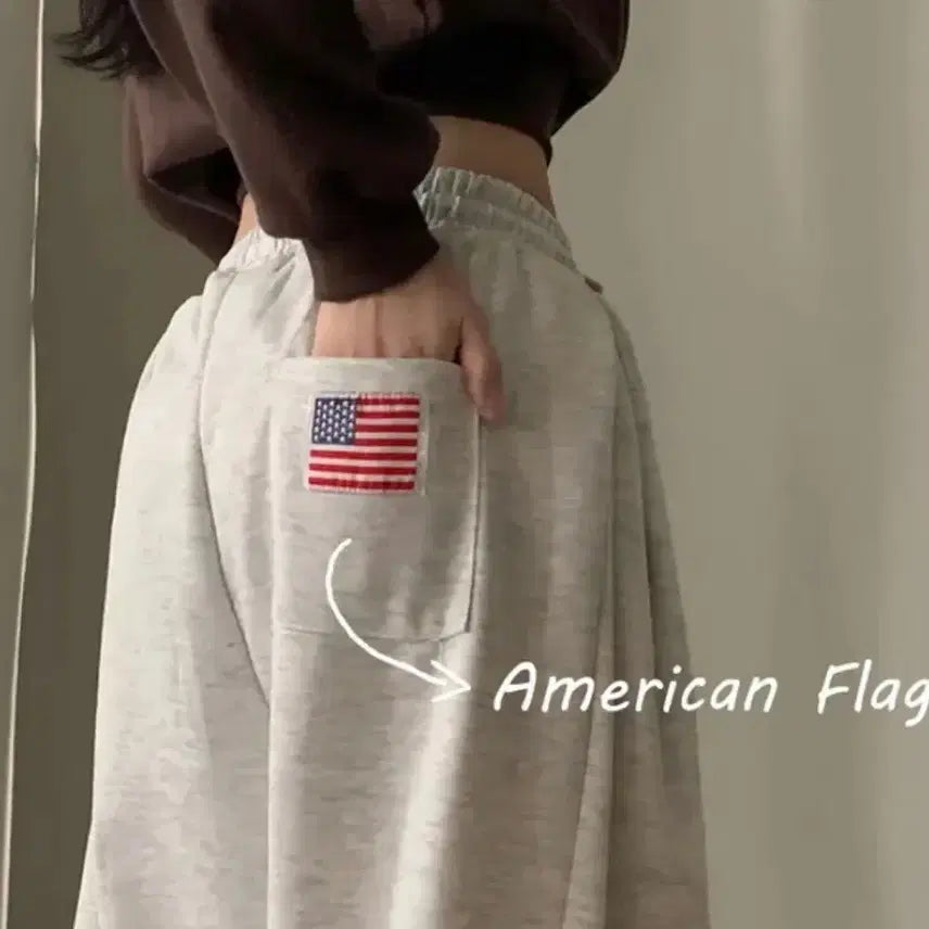 [BUNJANG] American Flag Patch Jogger Pants / 기모 미국 국기 패치 조거 팬츠