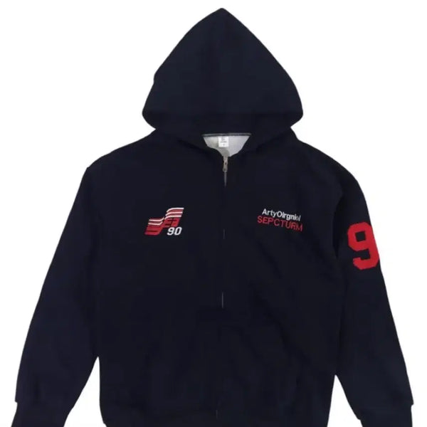 [BUNJANG] Navy Hooded Zip-Up Hoodie with Fleece Lining / 네이비 후드 집업 기모