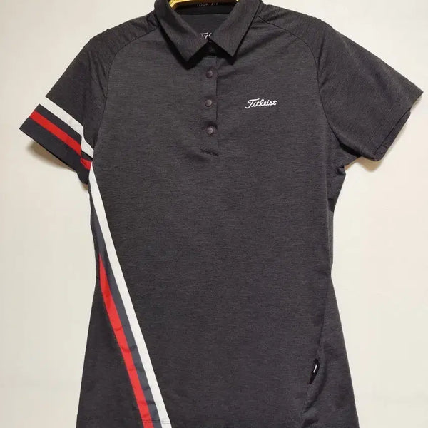 [BUNJANG] Titleist Women's Short Sleeve Collared Polo Shirt - Dark Gray / 타이틀리스트 골프웨어 여성 반팔 카라티 짙은 회색