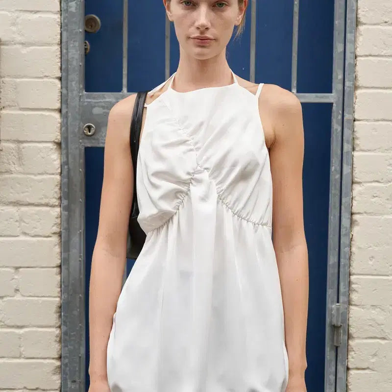 [BUNJANG] Pesto Shirring Midi Top White / 페스토 셔링 미디 탑 화이트