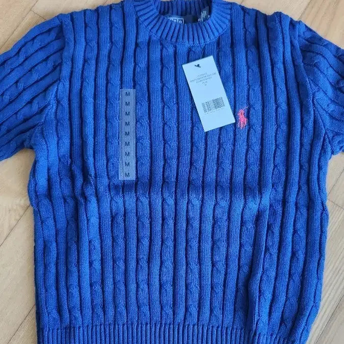 [BUNJANG] Polo Ralph Lauren Cable Knit Sweater Blue M / 폴로 랄프로렌 케이블 니트 블루 M