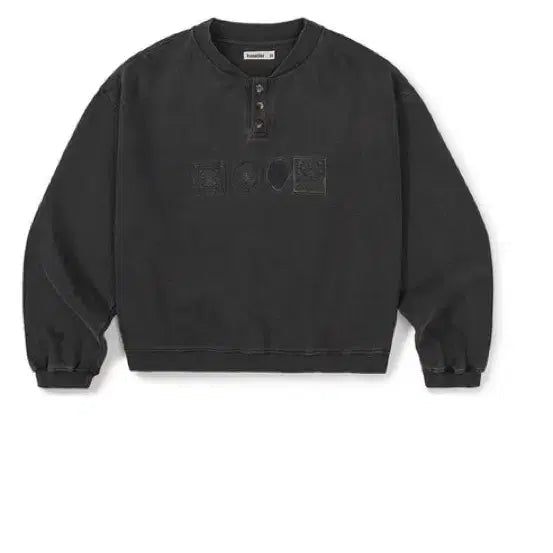 [BUNJANG] Caratter Button Sweatshirt Charcoal / 카락터 버튼맨투맨 챠콜
