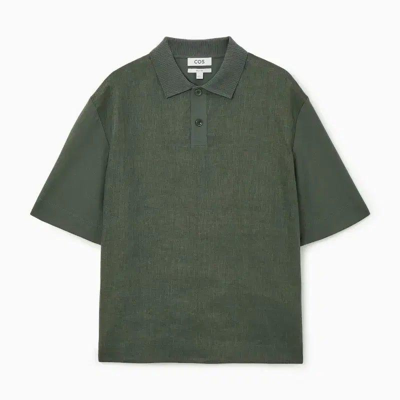 [BUNJANG] COS Relaxed Contrast Panel Linen Polo Shirt M / COS 릴랙스드 컨트래스트 패널 리넨 폴로 셔츠 M