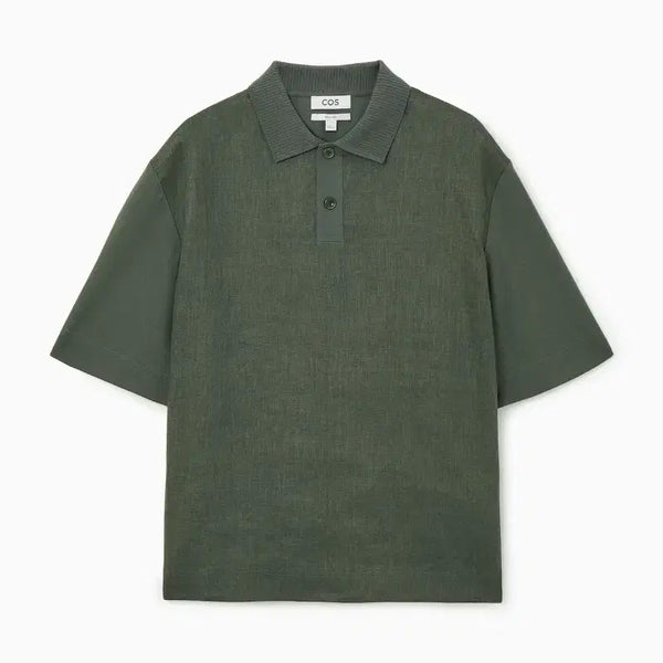 [BUNJANG] COS Relaxed Contrast Panel Linen Polo Shirt M / COS 릴랙스드 컨트래스트 패널 리넨 폴로 셔츠 M