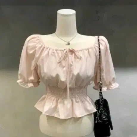 [BUNJANG] Peplum Blouse Pink / 페플럼 블라우스 핑크 새거