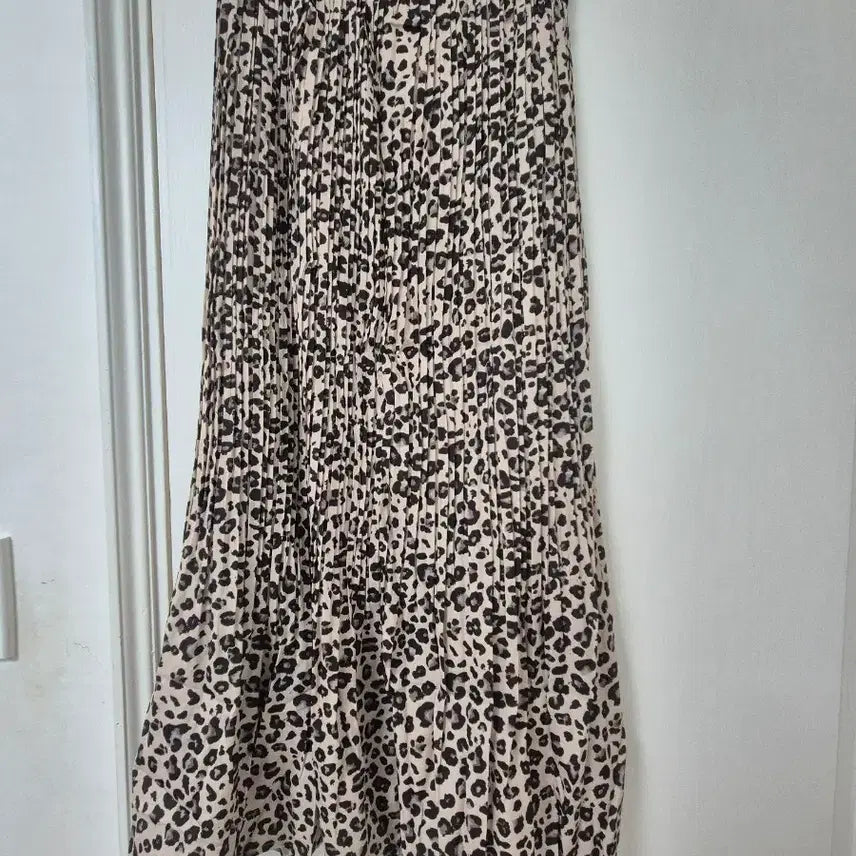 [BUNJANG] Leopard Print Pleated Long Skirt / 호피 주름 롱 스커트