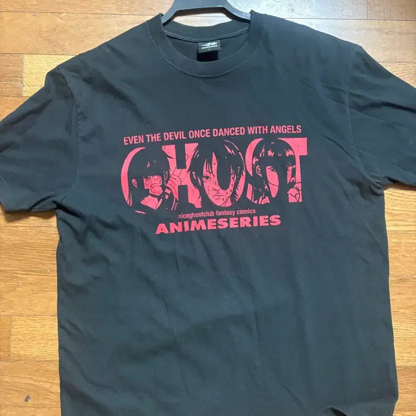 [BUNJANG] Nice Ghost Club Anime Series Short Sleeve T-Shirt Black Red L / 나이스고스트클럽 애니메시리즈 검정 빨강 반팔 L