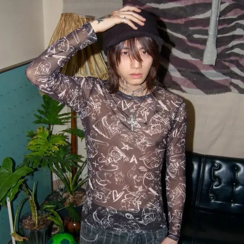 [BUNJANG] Charles Jeffrey Loverboy Full Tattoo Mesh Long Sleeve / 찰스 제프리 러버보이 / 풀타투 메쉬롱슬리브