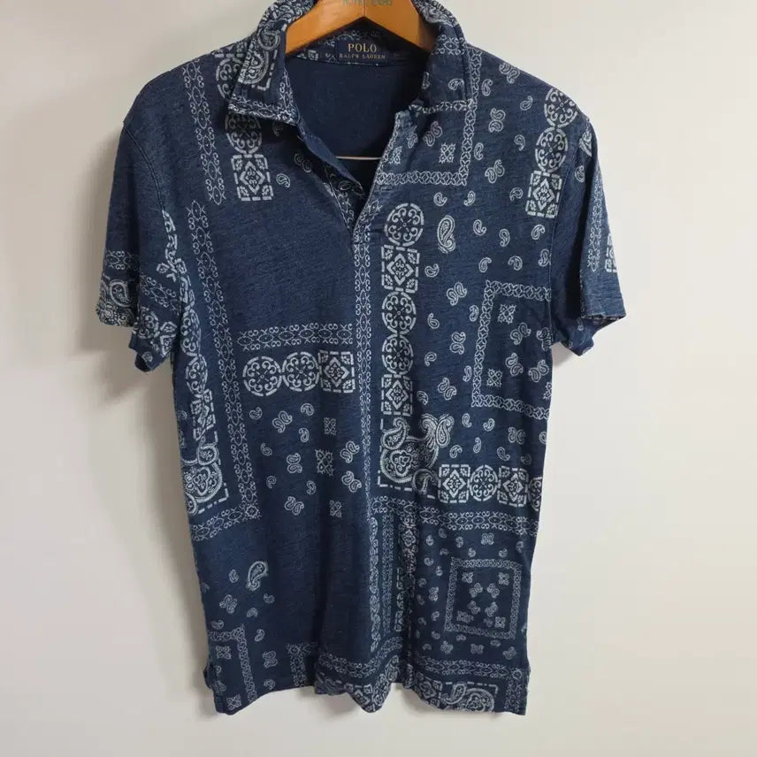 [BUNJANG] Polo Ralph Lauren Bandana Paisley Pattern Short Sleeve Polo Shirt (Size S) / [정품] 폴로 랄프로렌 반다나 페이즐리 패턴 반팔 카라티 (S사이즈)