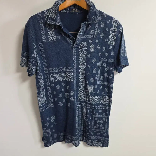 [BUNJANG] Polo Ralph Lauren Bandana Paisley Pattern Short Sleeve Polo Shirt (Size S) / [정품] 폴로 랄프로렌 반다나 페이즐리 패턴 반팔 카라티 (S사이즈)