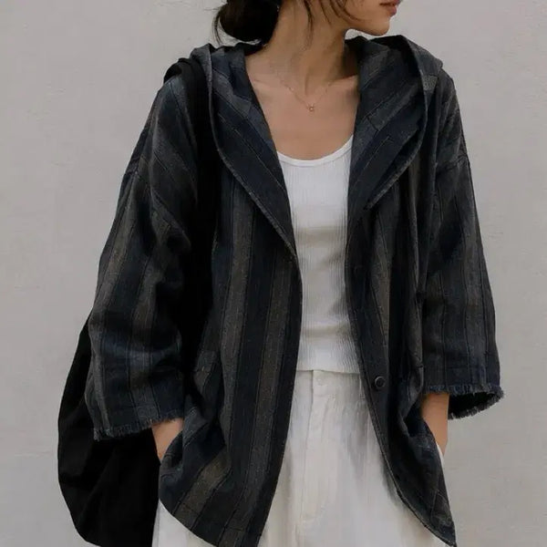 [BUNJANG] G.Botticelli 100% Linen Hooded Jacket Outerwear Cardigan / G보티첼리 지보티첼리 마100% 린넨 자켓 아우터 가디건 여성옷 후드자켓