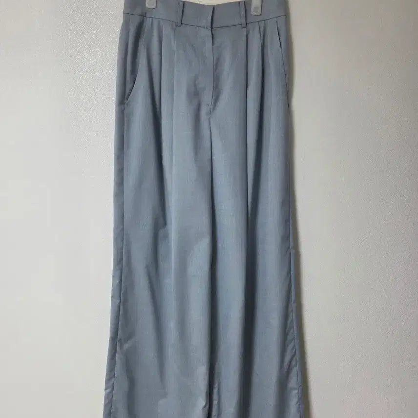 [BUNJANG] No Promise Summer Wool Wide Slacks - Light Blue / 노프라미스 썸머 울 와이드 슬랙스 라이트 블루