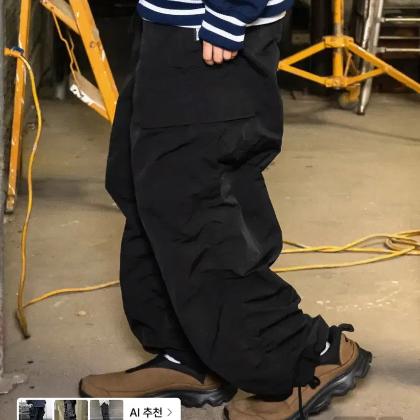 [BUNJANG] XTONZ Shirring Cargo Pants Black S / 엑스톤즈 셔링 카고 팬츠 블랙 s