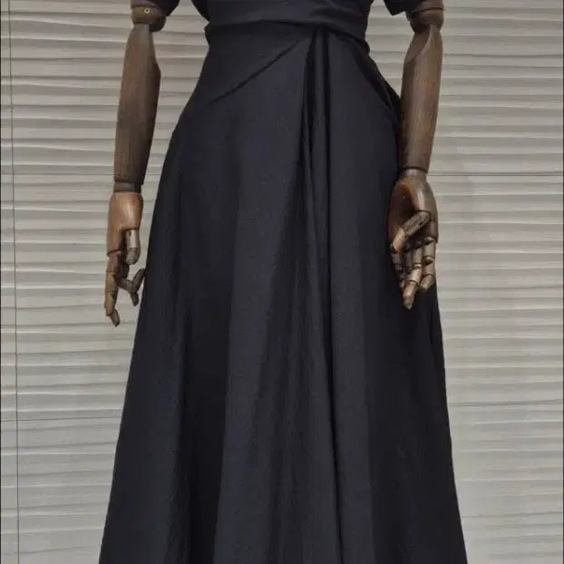 [BUNJANG] Mariring Black Long Dress with Waist Ribbon Detail / 마리링 원피스