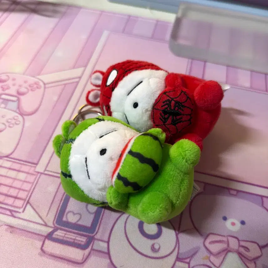 [BUNJANG] Mashimaro Keychain Set (Spiderman, Watermelon) / 마시마로 키링 세트(스파이더맨, 수박)
