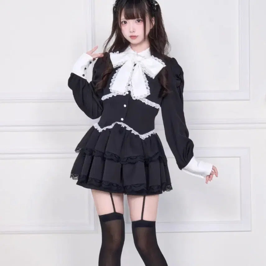 [BUNJANG] Noginki Layered Mini Dress Setup Black Jireikei / (정품) 노겐키 레이어드 미니 드레스 셋업 블랙 지뢰계