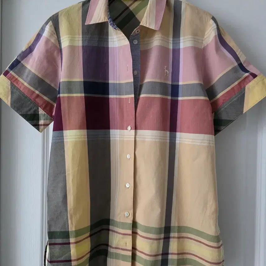 [BUNJANG] Hazzys Check Short Sleeve Shirt / 헤지스 체크 반팔 셔츠