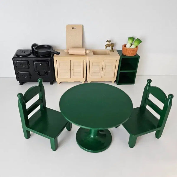 [BUNJANG] Sylvanian Families Old Green Kitchen Furniture Set / 실바니안 올드 초록주방가구세트