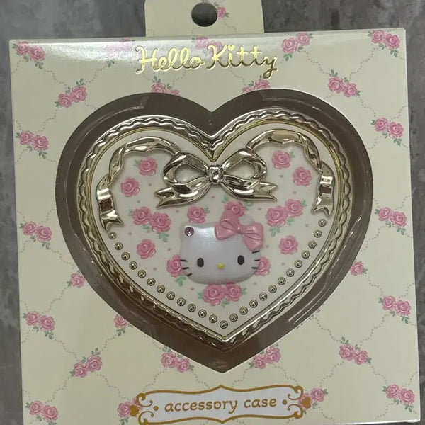 [BUNJANG] Sanrio Hello Kitty Heart Accessory Case with Mirror / (할인,새상품)산리오 거울 하트 소품함 액세서리 케이스 소품 케이스 헬로키티