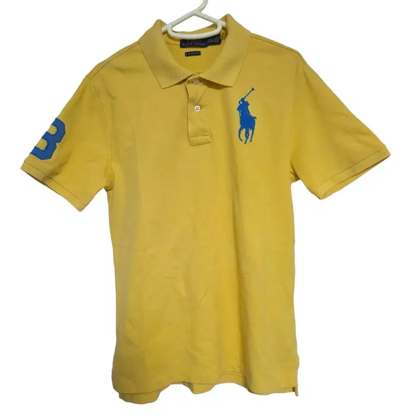 [BUNJANG] Polo Ralph Lauren QR Chief Keep Yellow Big Pony Polo T-Shirt (L) / 폴로 랄프로렌 QR 치프키프 옐로우 빅포니 카라티 (L)