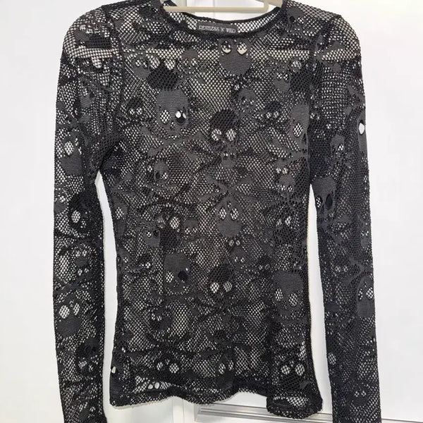 [BUNJANG] Skull Mesh Top / 해골 망사