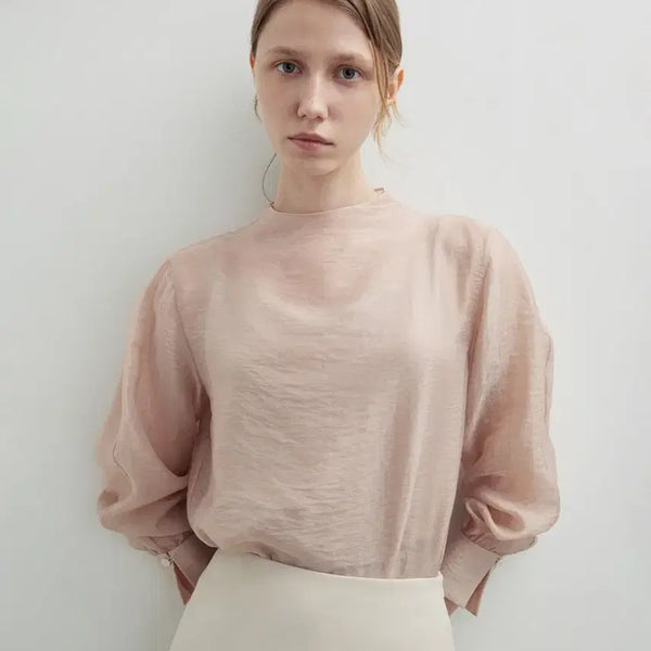 [BUNJANG] Sie Arne Sheer Blouse Misty Rose / 새상품 시에 sie 아르네 시어 블라우스 미스티로즈