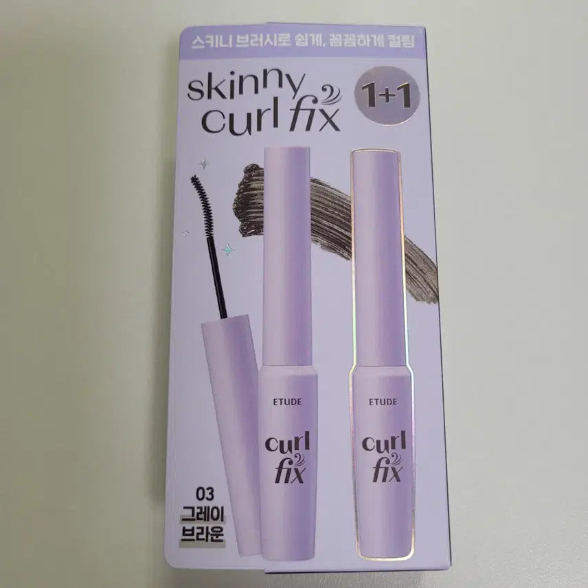 [BUNJANG] Etude Curl Fix Skinny Mascara 1+1 Set Grey Brown (Sealed) / (미개봉)에뛰드 컬 픽스 스키니 마스카라 1+1 기획세트 그레이 브라운
