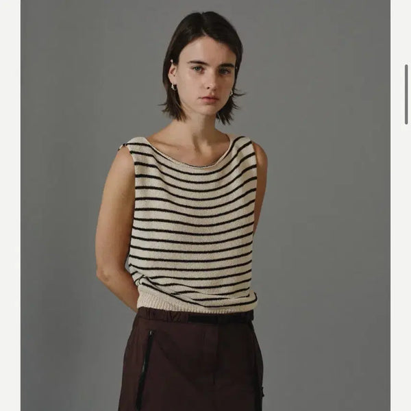 [BUNJANG] GED Stripe Knit Sleeveless Top / 새상품) 게드 니트 슬리브리스 ged  STRIPE SLEEVELESS