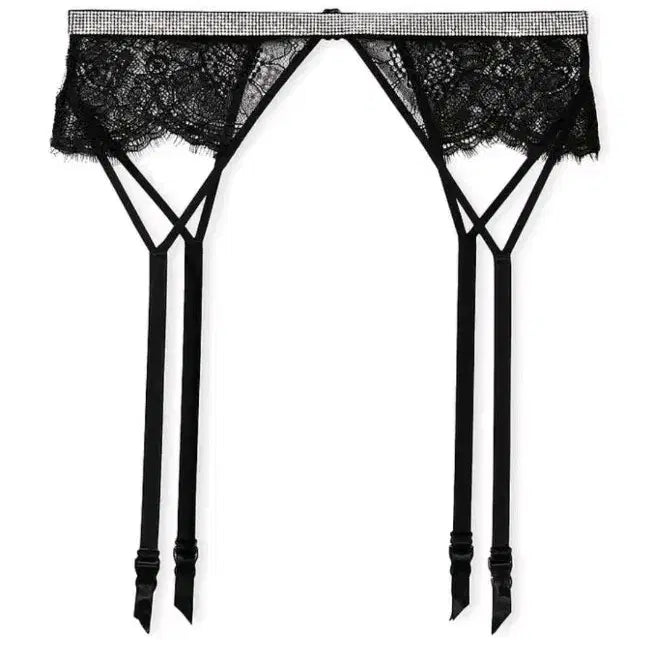 [BUNJANG] Victoria's Secret Shine Strap Lace Garter Belt - Black / 빅토리아 시크릿 샤인 스트랩 레이스 가터벨트 블랙 레이스 링클러