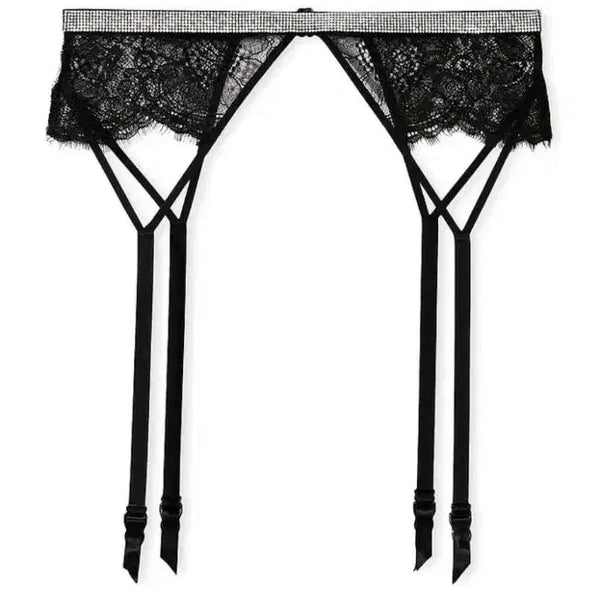 [BUNJANG] Victoria's Secret Shine Strap Lace Garter Belt - Black / 빅토리아 시크릿 샤인 스트랩 레이스 가터벨트 블랙 레이스 링클러