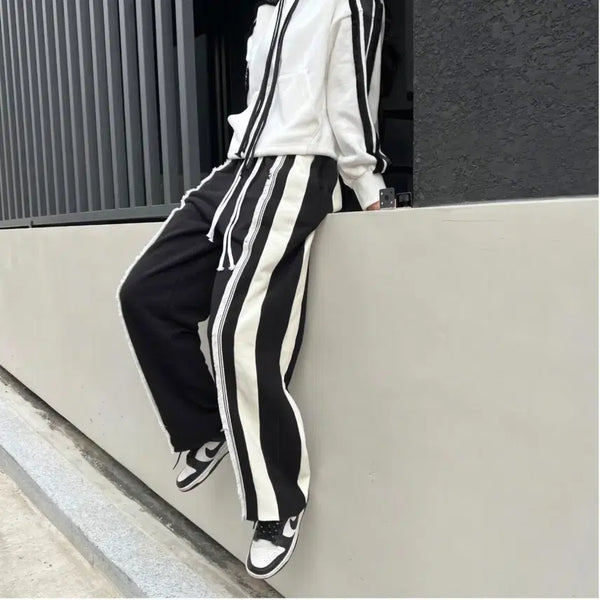 [BUNJANG] Two-Tone Tassel Wide Cotton Pants / (행사)간절기 테슬 투톤 와이드 면팬츠