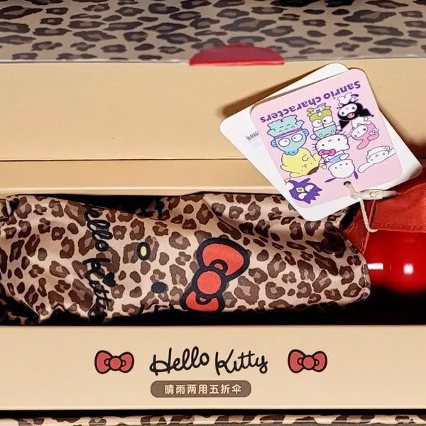 [BUNJANG] Sanrio Hello Kitty Leopard Pattern Folding Umbrella (Sealed New) / 산리오 정품 헬로키티 레오파드 패턴 접이식 양우산(미개봉새상품)