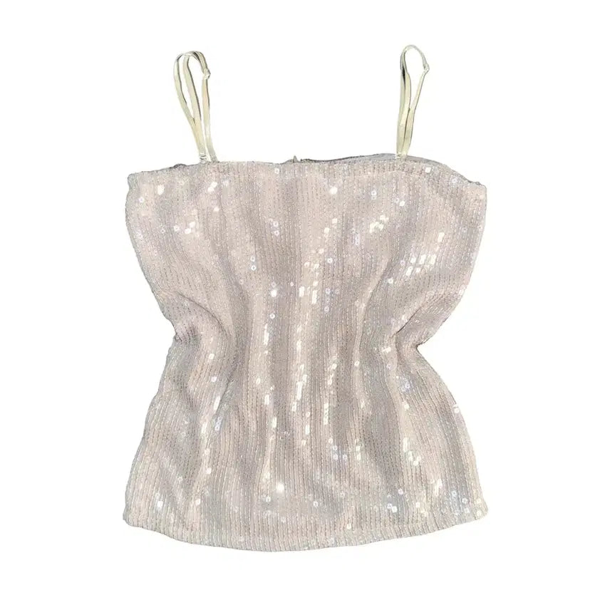 [BUNJANG] Japanese Vintage Velvet Camisole Sequin Top / 일본 빈티지 벨벳 블라우스 나시 슬리브리스 로걀탑 스팽글 오네갸루 라떼갸
