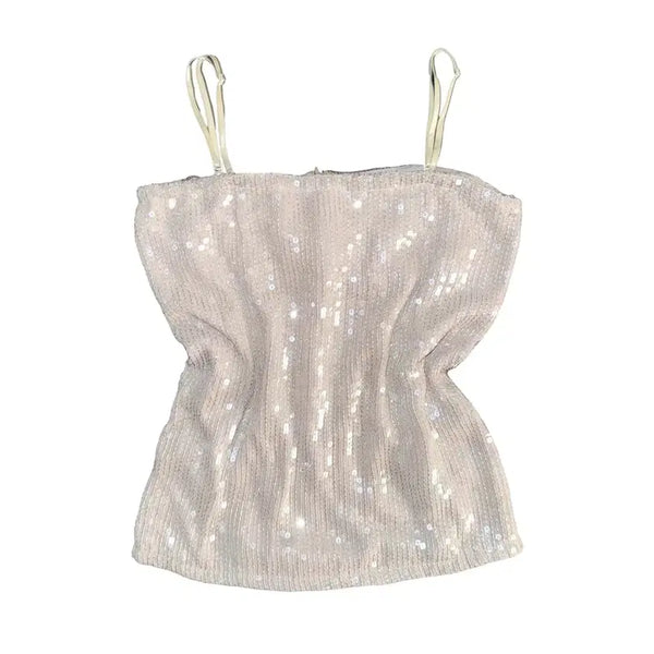 [BUNJANG] Japanese Vintage Velvet Camisole Sequin Top / 일본 빈티지 벨벳 블라우스 나시 슬리브리스 로걀탑 스팽글 오네갸루 라떼갸