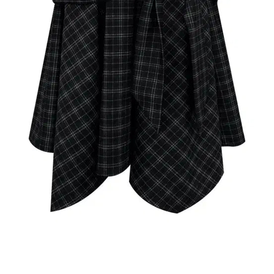 [BUNJANG] CHEMECCI Ribbon Unbalanced Check Skirt / 체메씨 언발란스 체크 스커트 새상품 bow unbalanced skirt