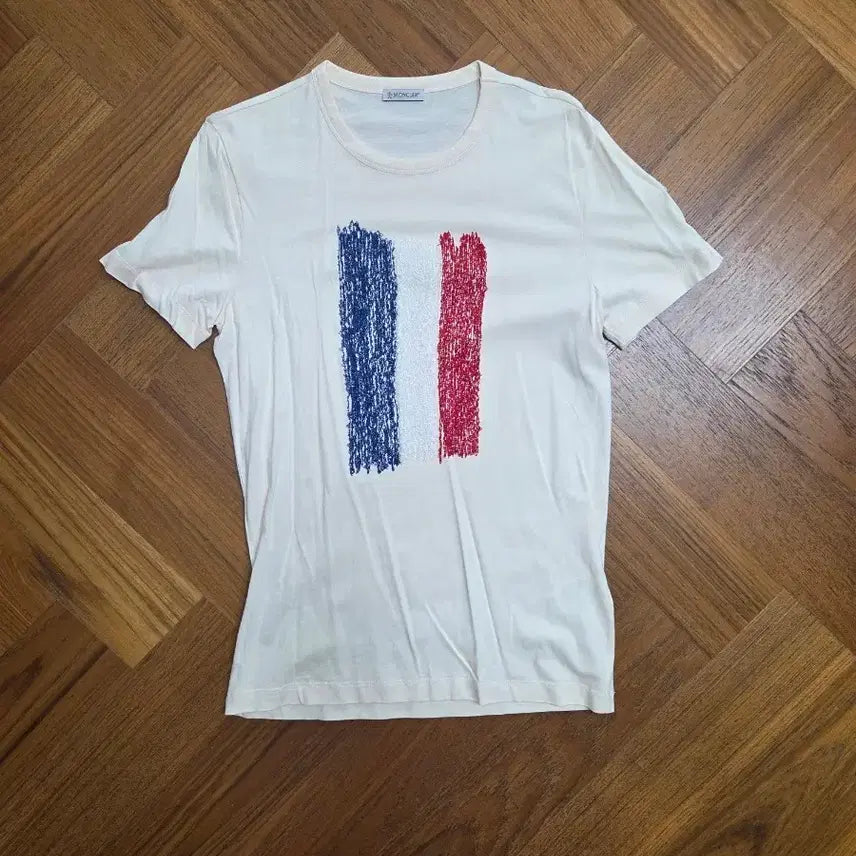 [BUNJANG] Moncler French Flag Short Sleeve T-Shirt White / 몽클레어 프랑스 국기 반팔 티셔츠 화이트
