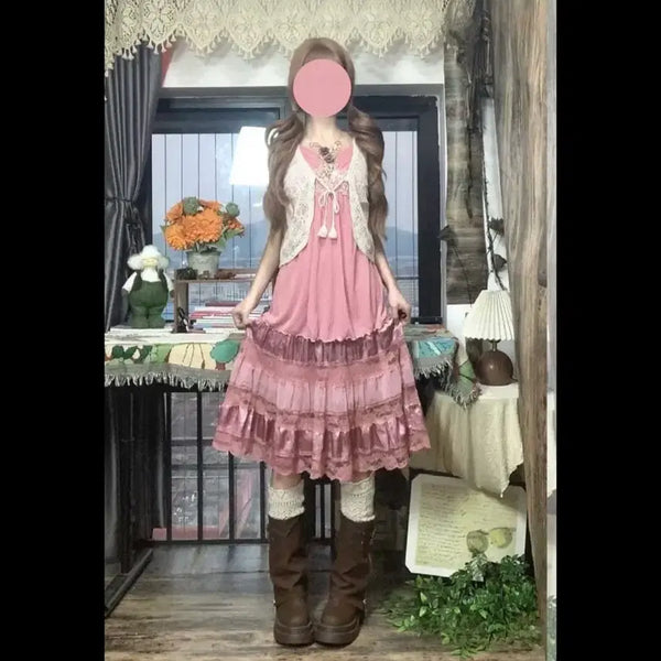 [BUNJANG] Vintage Mori Girl Shirring Top Full Set / 빈티지 모리걸 아오이유우깔 셔링티 풀셋 일본빈티지 도쿄빈티지 히메갸루