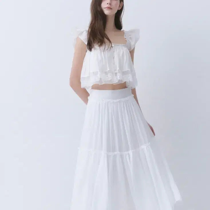 [BUNJANG] Thetis Glow Chiffon Set (Lace Top + Maxi Skirt) / thetis 더티스 글로우 쉬폰 set (레이스 탑+맥시 스커트)