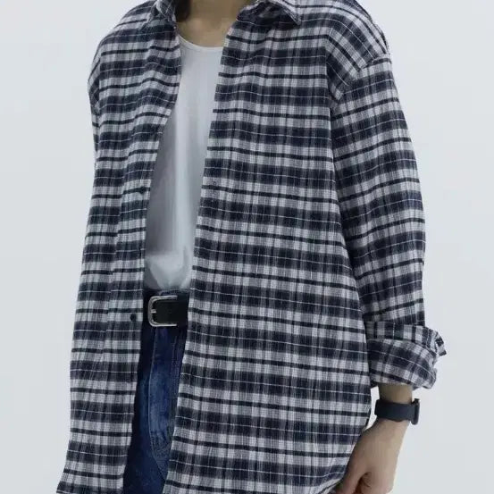 [BUNJANG] Tripsense Washed Wrinkle Check Shirt L Navy / (새상품, 구매가57,000원) 트립르센스 워시드 링클 체크 셔츠