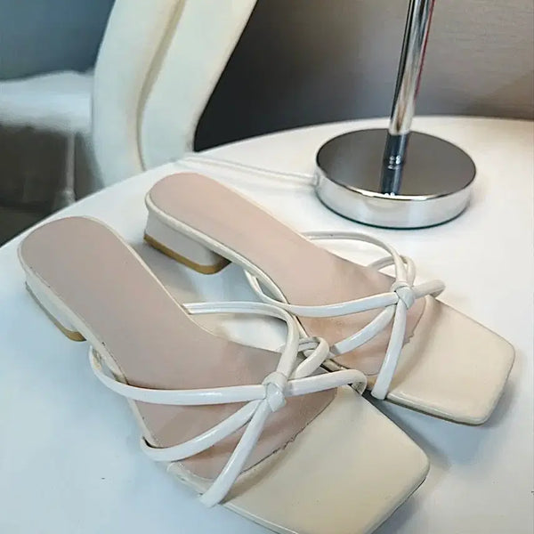 [BUNJANG] Women's Strappy Sandals Slippers - Ivory / 여성 스트랩 샌들 슬리퍼 아이보리 (새상품)